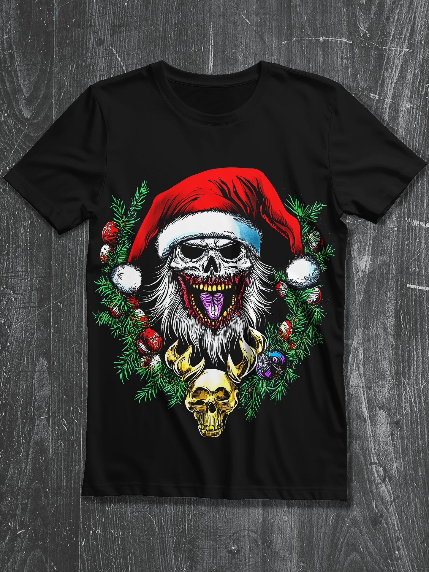 Santa Claus Christmas Art Print Unisex Round Neck Short Sleeve Casual T-Shirt