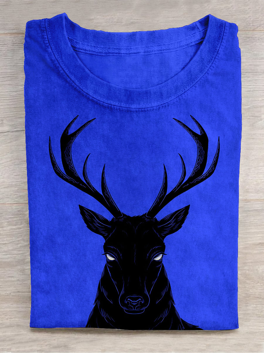 King of the Forest Deer God Art Print Unisex Round Neck Short Sleeve Casual T-shirt