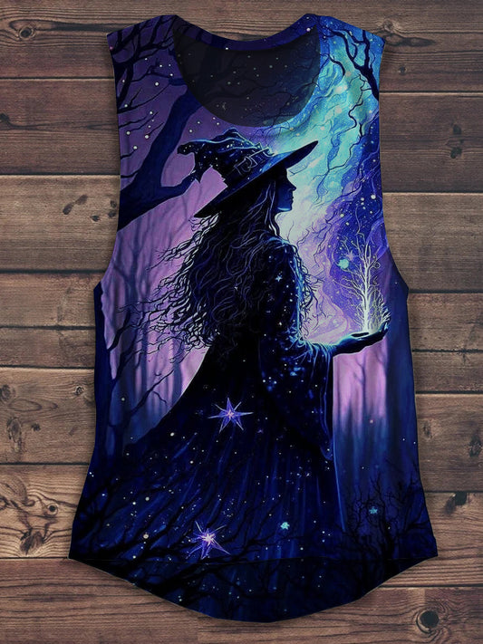 Witch Art Print Unisex Casual Tank Top