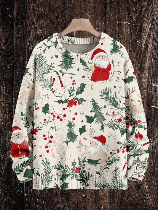 Santa Claus Christmas Graphic Print Unisex Crew Neck Long Sleeve Knit Sweater