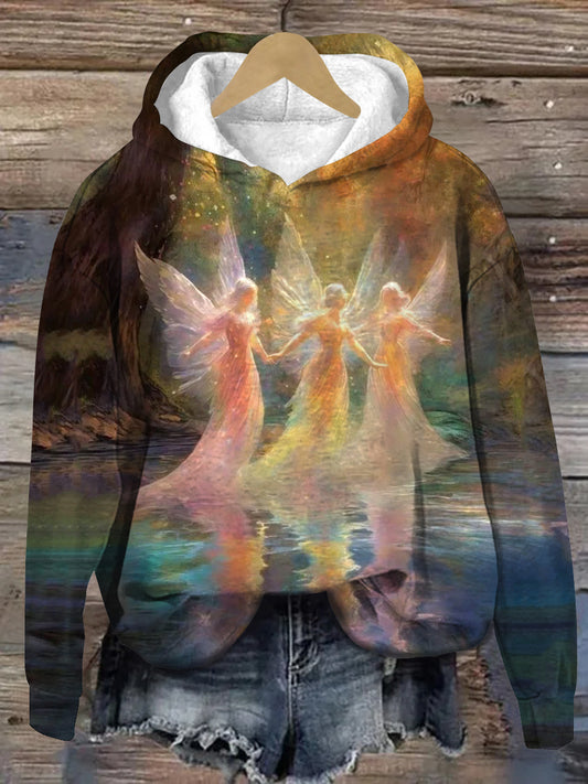 Elf Art Print Unisex Long Sleeve Casual Hooded Sweatshirt