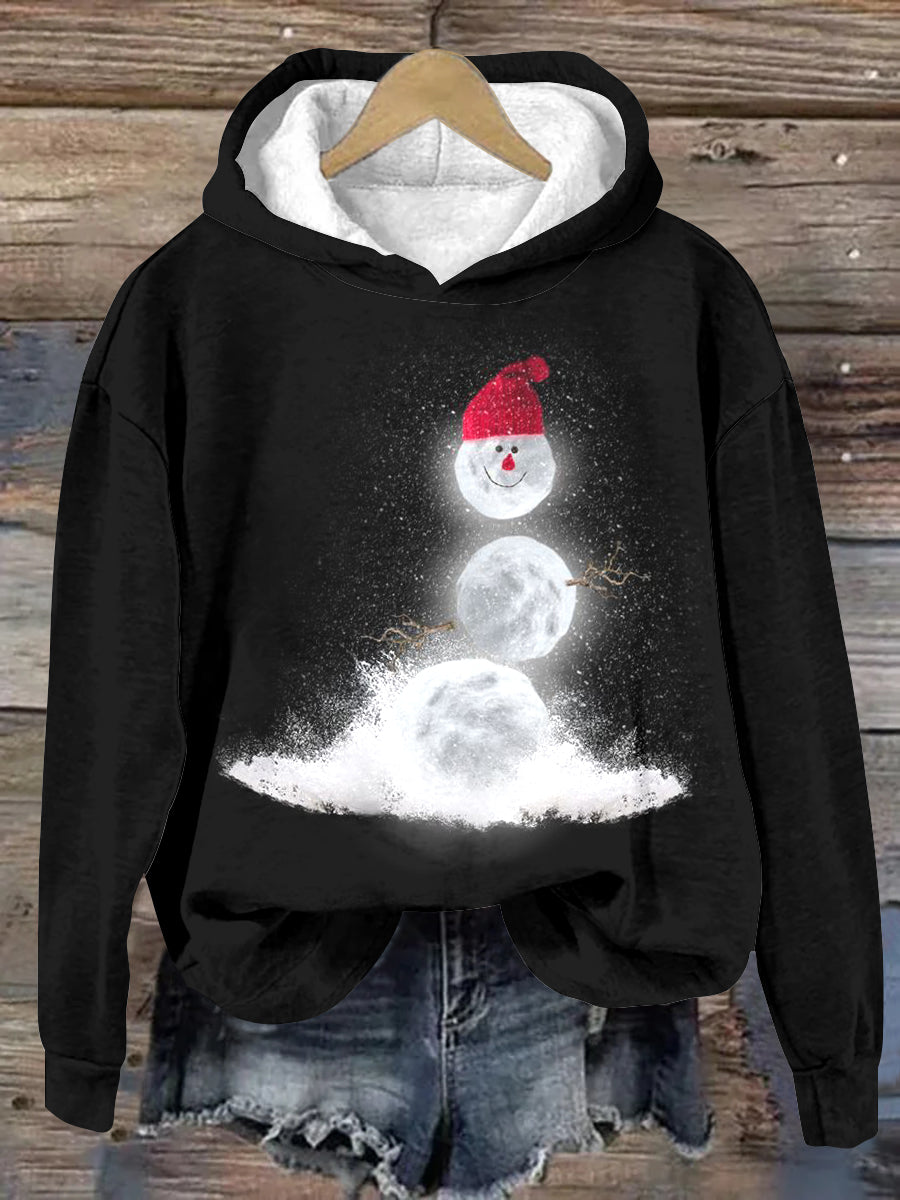 Unisex Snowman Santa Hat Pattern Casual Round Neck Long Sleeve Casual Sweatshirt