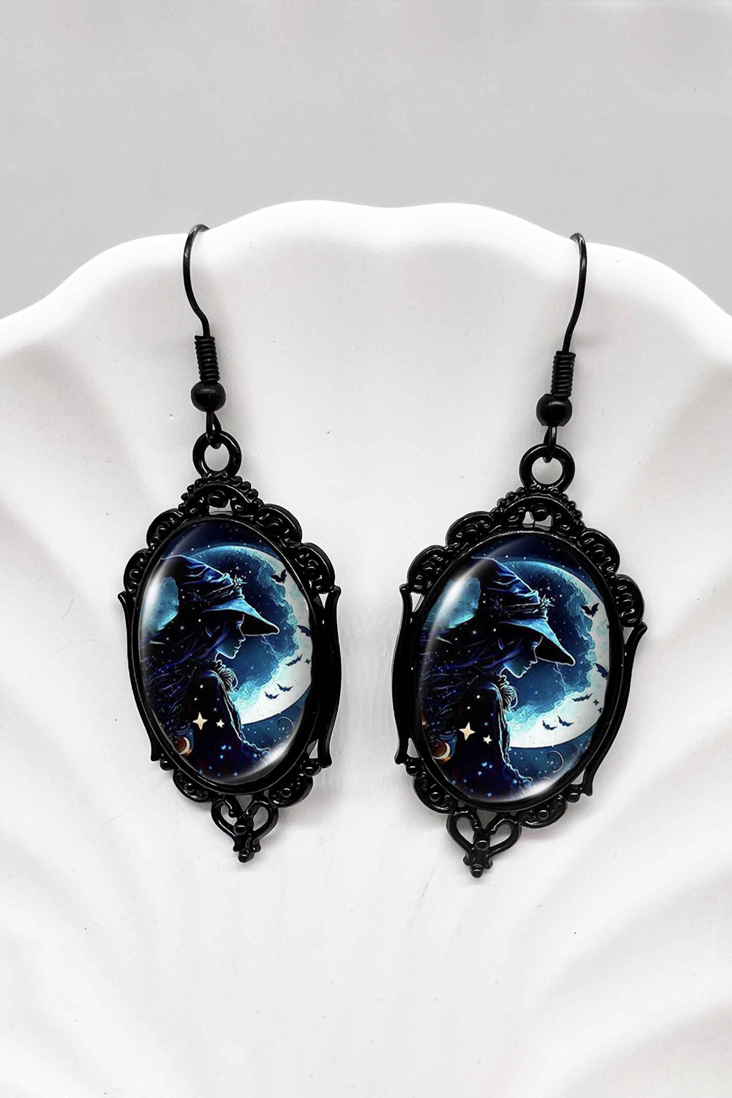 Halloween Witch Oval Lace Earrings