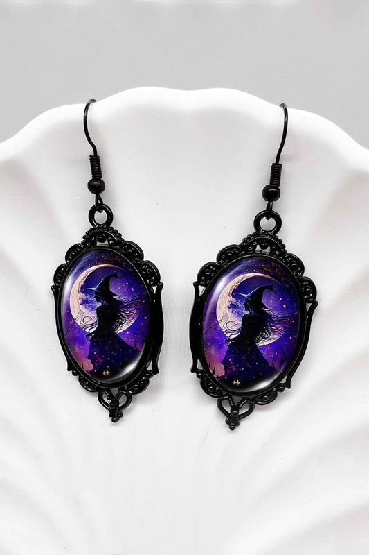 Halloween Witch Oval Lace Earrings