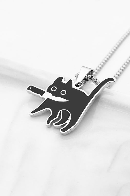 Cute Cartoon Knife Cat Pendant Necklace