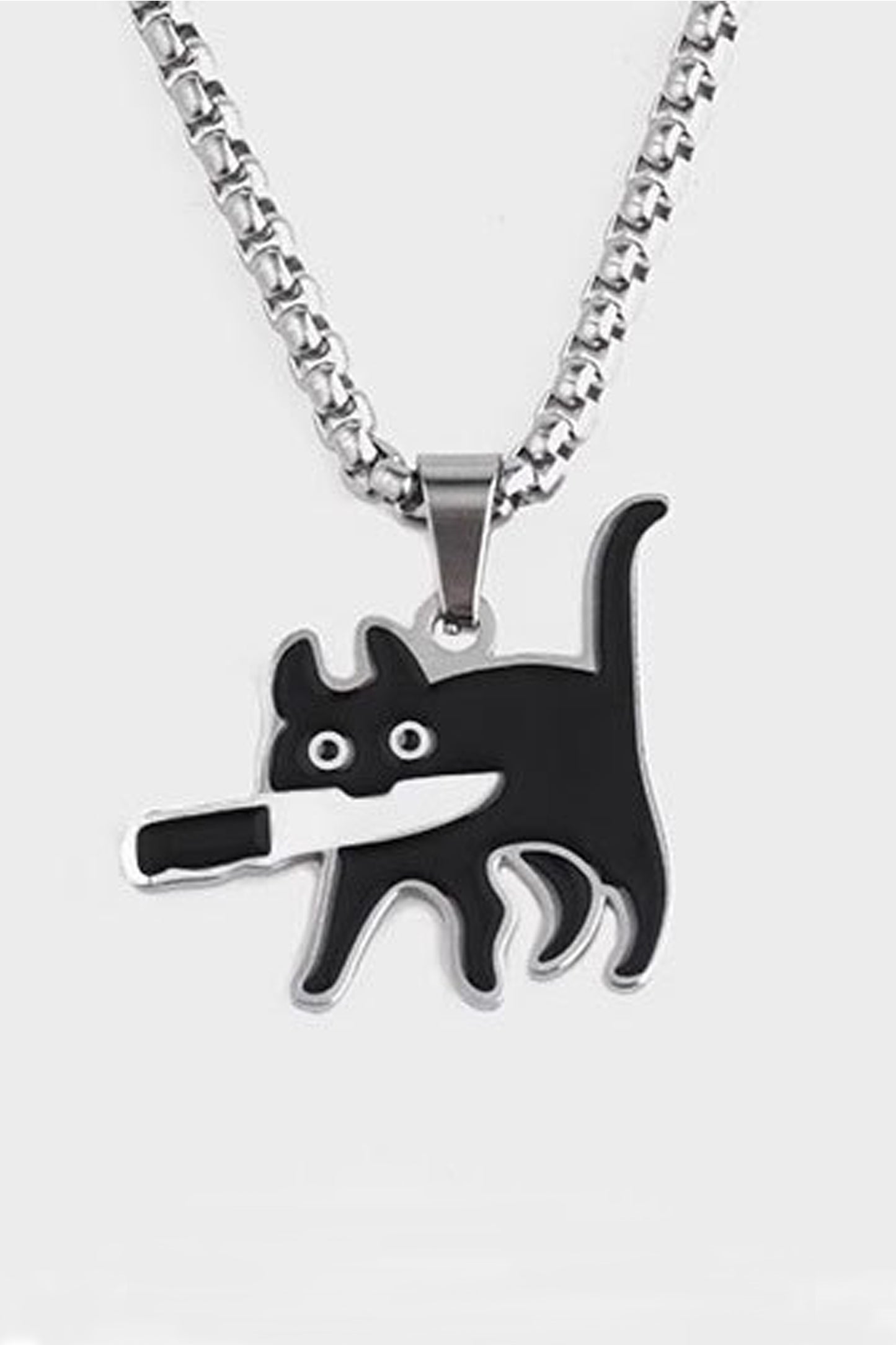 Cute Cartoon Knife Cat Pendant Necklace