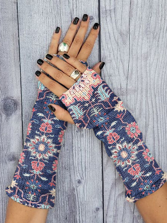 Women's Retro Ethnic Pattern Printed Knitted Gloves