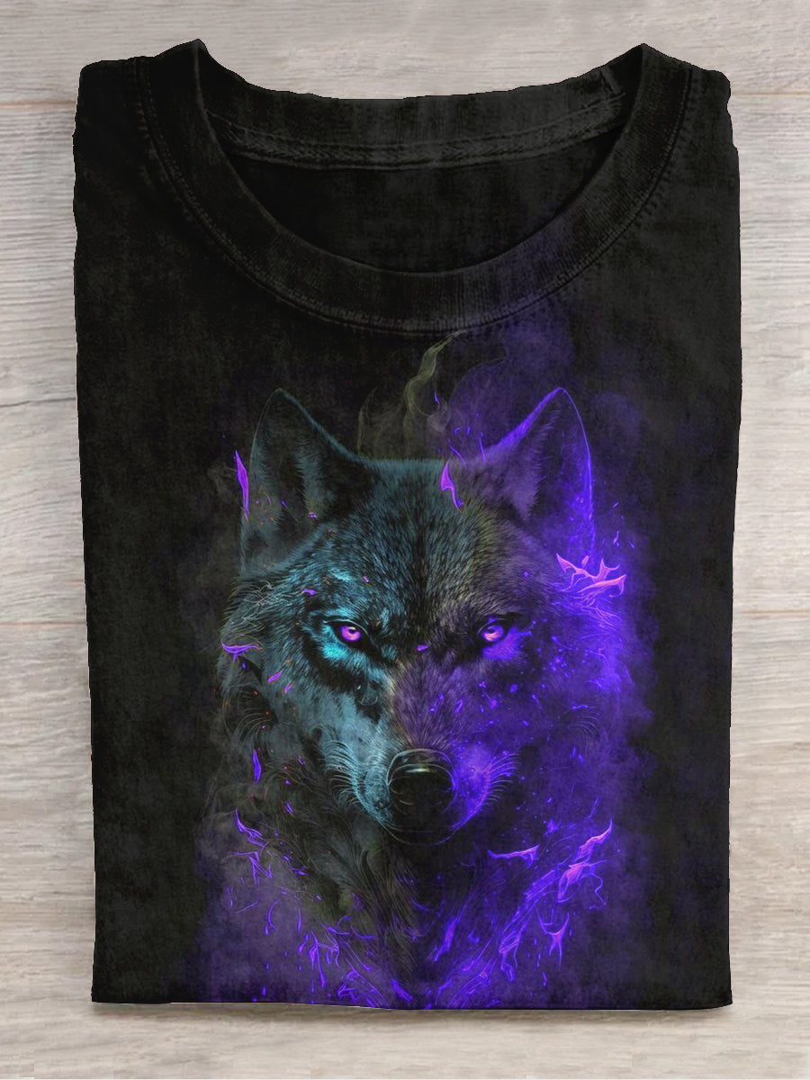 Ghost Wolf King Art Print Unisex Round Neck Short Sleeve Casual T-shirt