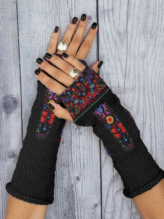 Women's Retro Ethnic Pattern Printed Knitted Gloves