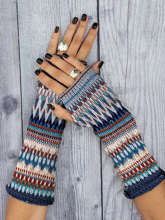 Women's Retro Ethnic Pattern Printed Knitted Gloves