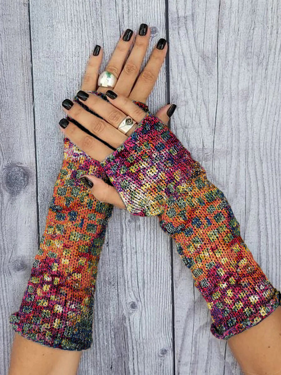 Women's Vintage Ethnic Printed Knitted Gloves