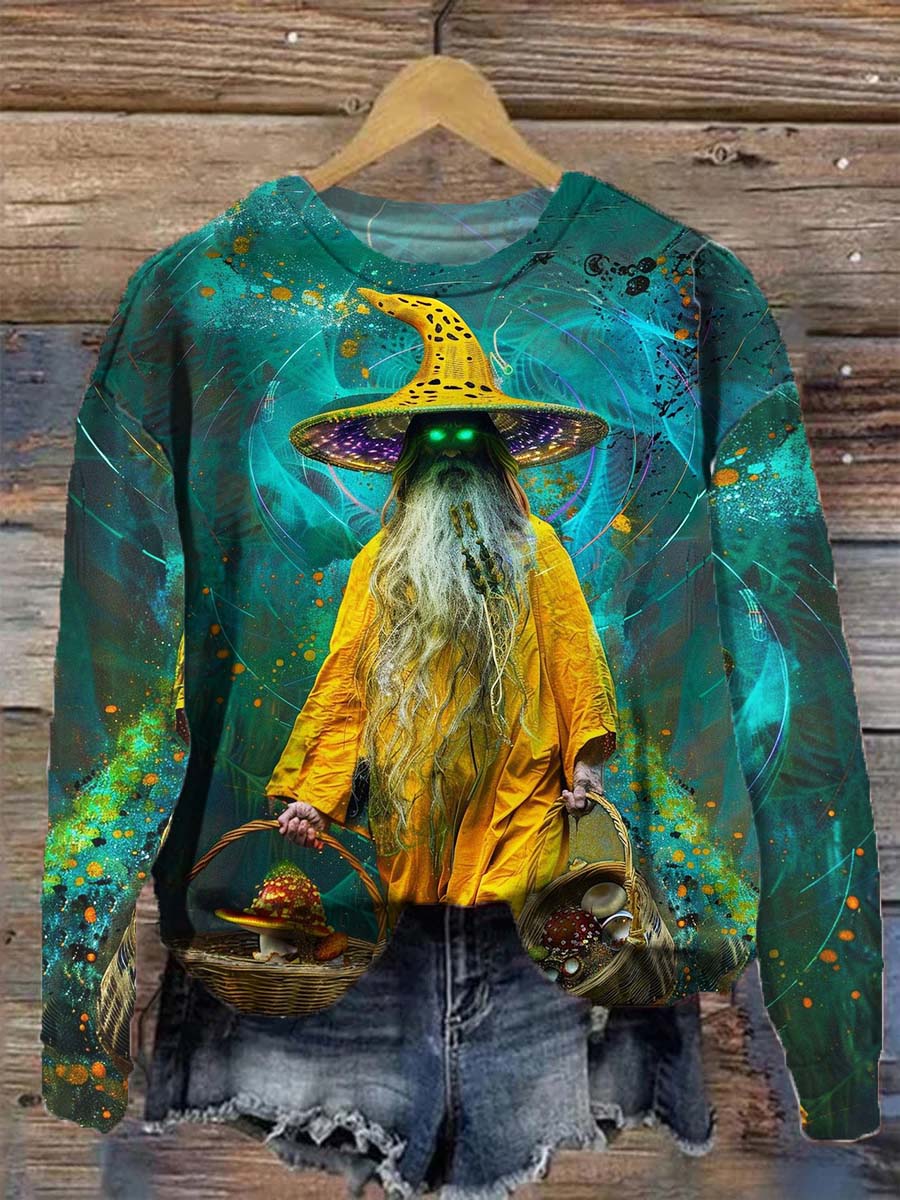 Unisex Wizard Magic Pattern Casual Round Neck Long Sleeve Sweatshirt