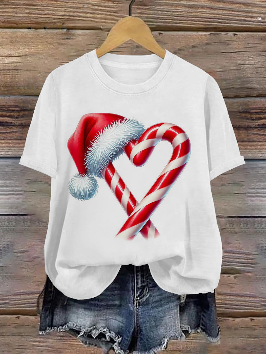 Christmas Gnome Art Print Unisex Crew Neck Short Sleeve Casual T-Shirt