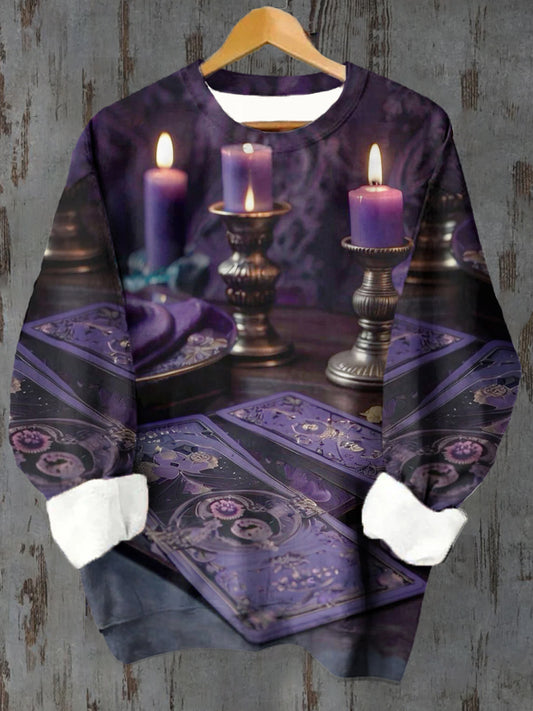 Unisex Tarot Candle Pattern Casual Round Neck Long Sleeve Sweatshirt