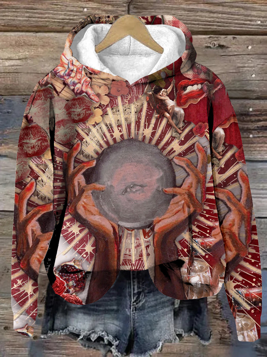 Unisex Tarot Card Divination Pattern Casual Hooded Sweatshirt