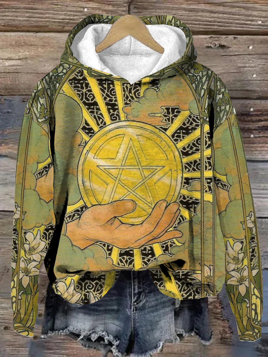 Unisex Tarot Card Divination Pattern Casual Hooded Sweatshirt