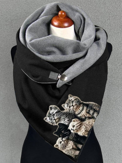 Unisex Cat Pattern Casual Warm Scarf