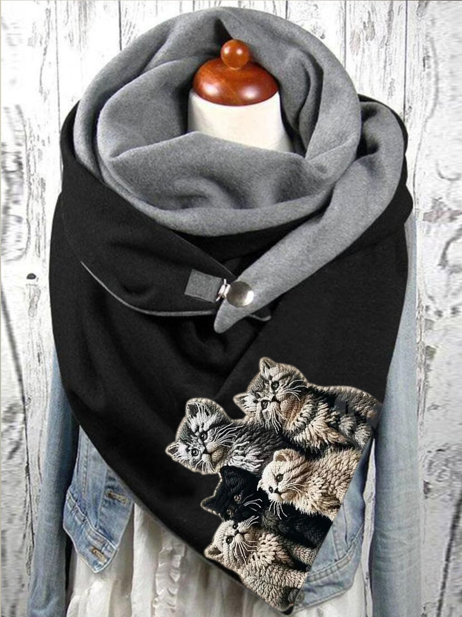 Unisex Cat Pattern Casual Warm Scarf