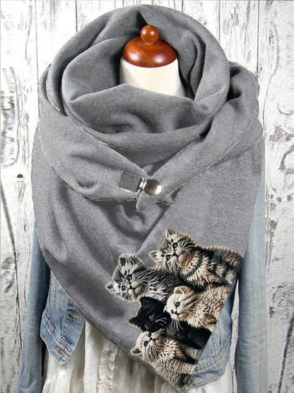 Unisex Cat Pattern Casual Warm Scarf