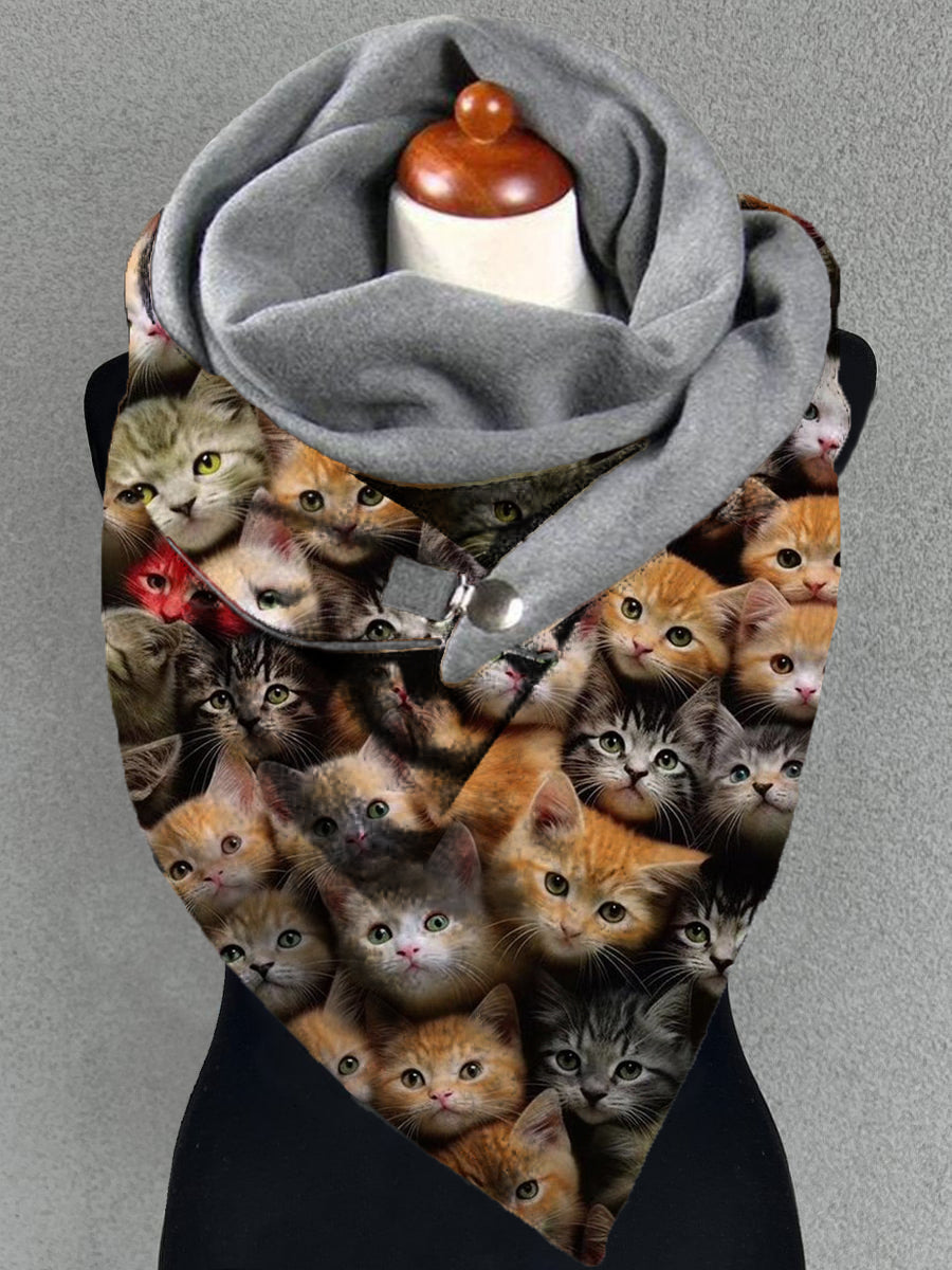 Unisex Cat Pattern Casual Warm Scarf