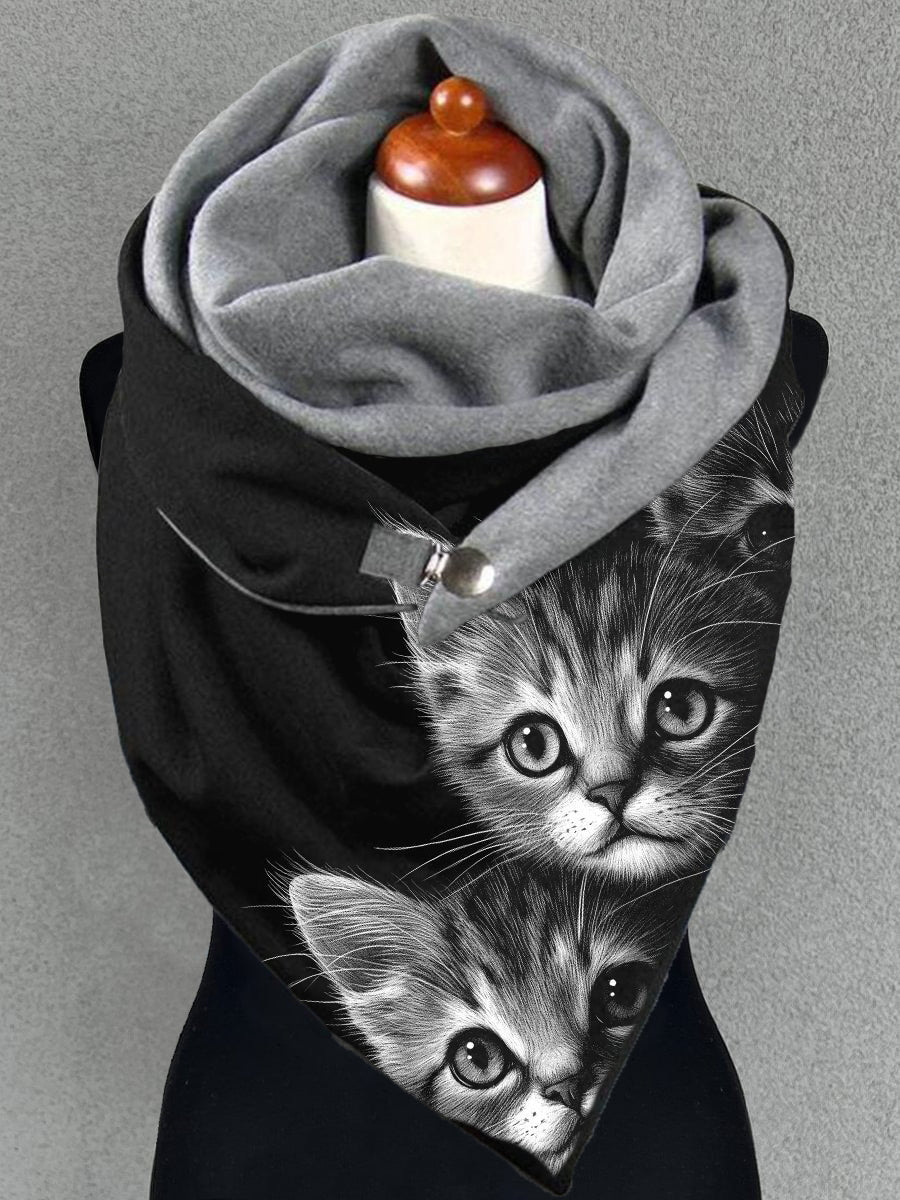 Unisex Cat Pattern Casual Warm Scarf