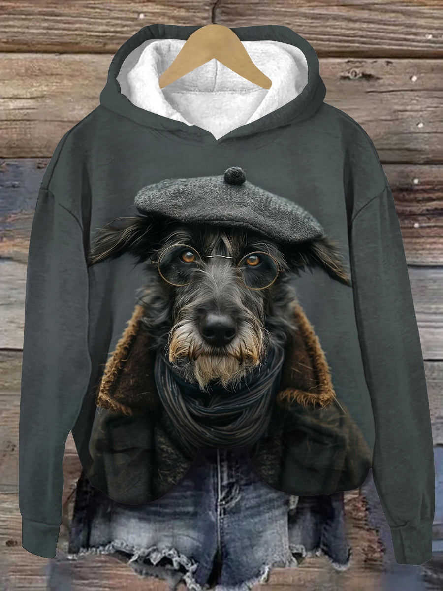 Funny Animal Portrait Art Print Unisex Long Sleeve Casual Hooded Sweatshirt