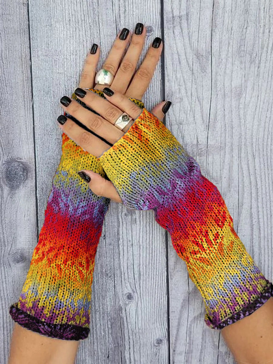 Women's Fair Isle Knit Graphic Printed Knit Gloves