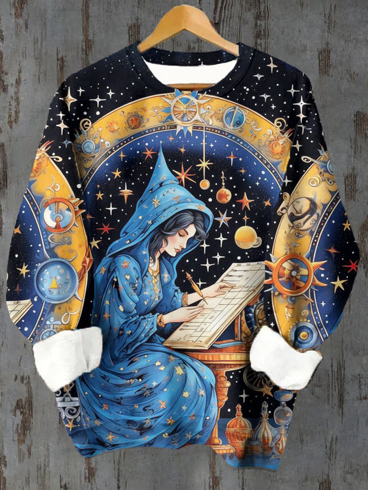 Unisex Tarot Card Divination Drawing Pattern Casual Crew Neck Long Sleeve Sweatshirt