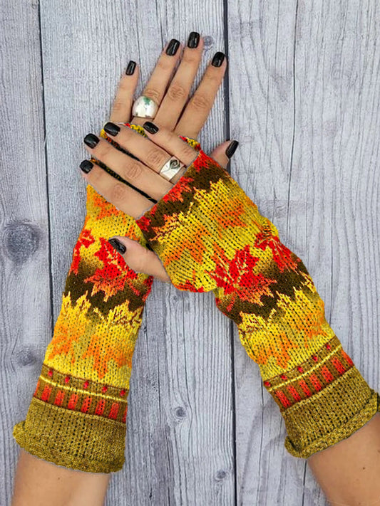 Women's Fair Isle Knit Graphic Printed Knit Gloves