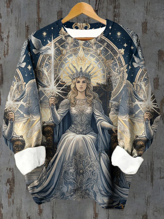 Unisex Tarot Cards Astrology Pattern Goddess Casual Round Neck Long Sleeve Sweatshirt