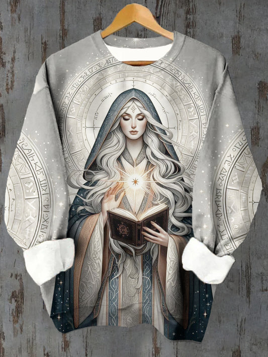 Unisex Tarot Witch Astrology Pattern Casual Round Neck Long Sleeve Sweatshirt