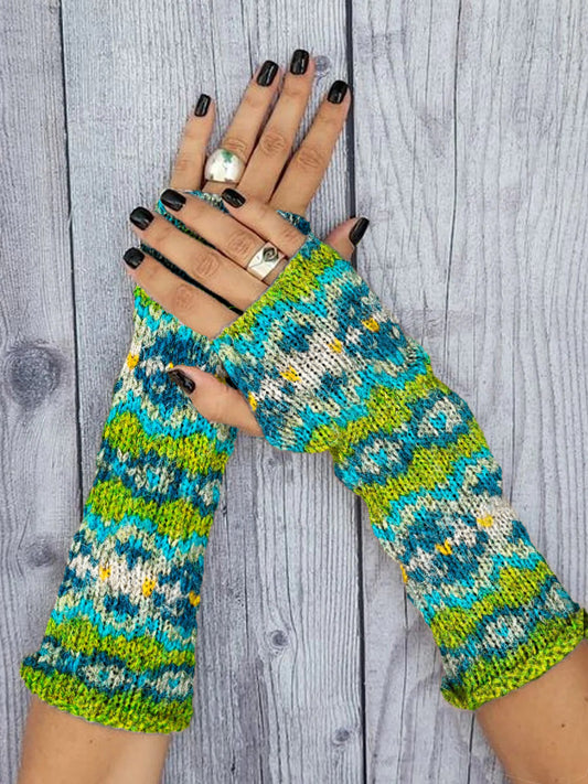 Women's Fair Isle Knit Graphic Printed Knit Gloves