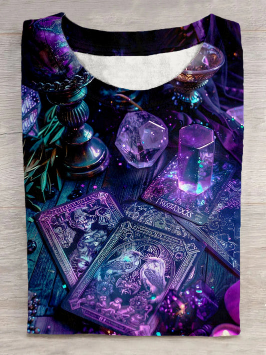 Unisex Tarot Card Pattern Casual Round Neck Short Sleeve T-shirt