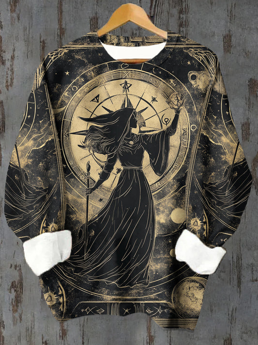 Unisex Tarot Witch Star Chart Pattern Casual Crew Neck Long Sleeve Sweatshirt