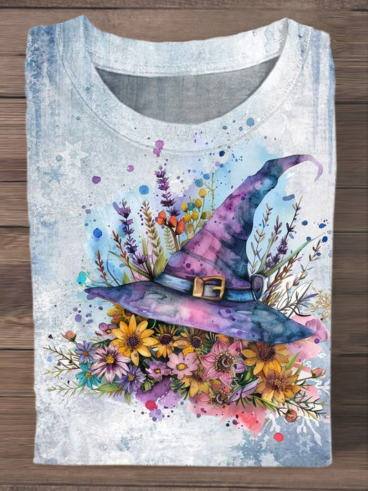 Fashionable And Elegant Christmas Witch Art Print Short-Sleeved T-shirt