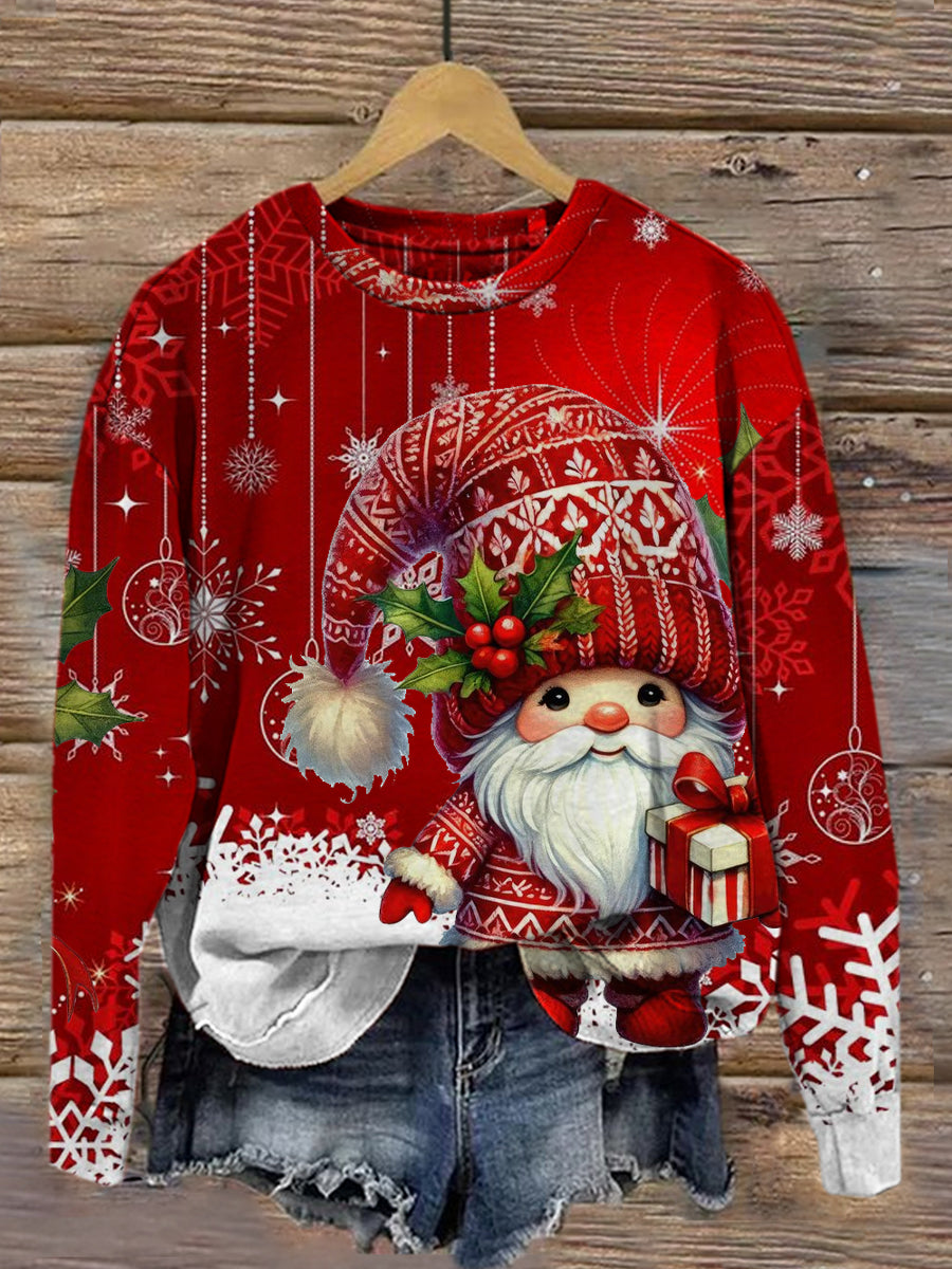 Fashionable And Elegant Christmas Art Print Round Neck Sweatshirt