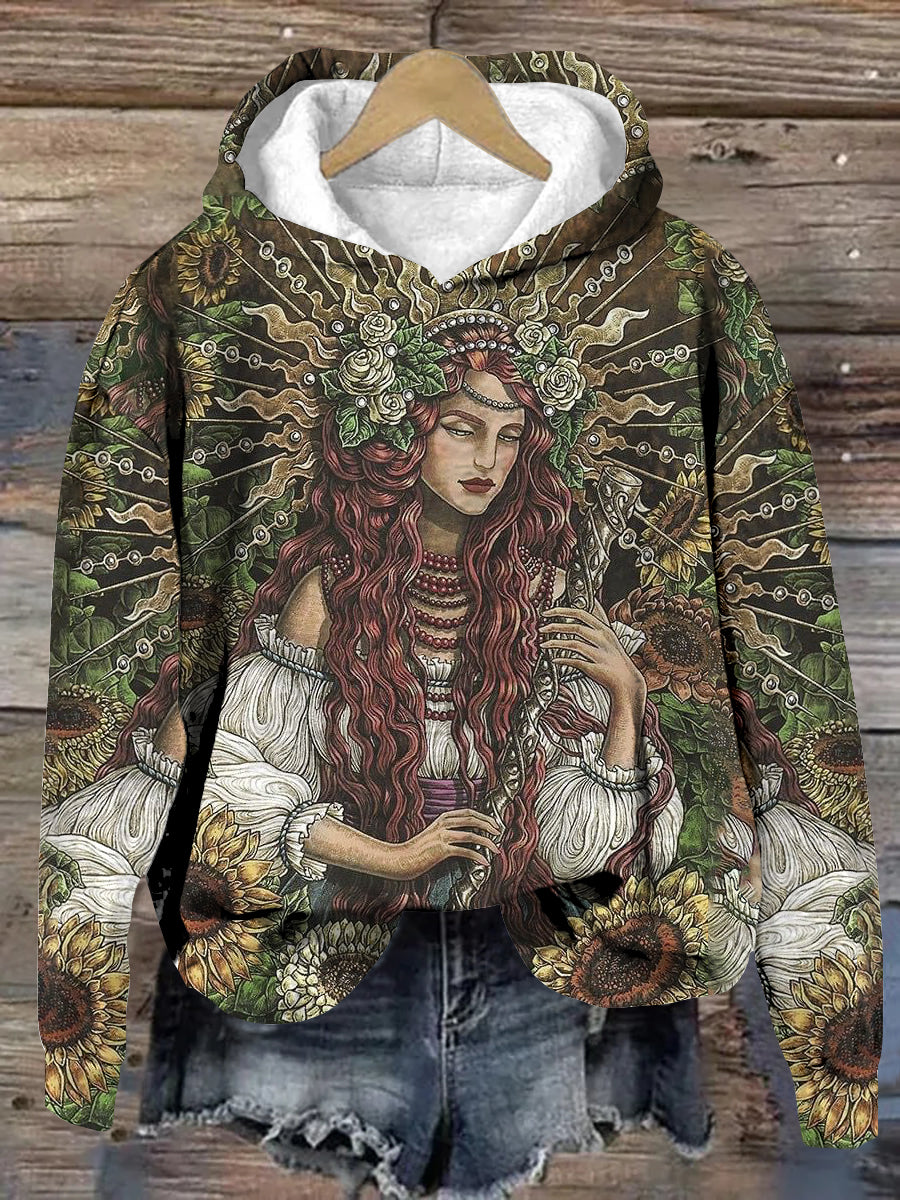 Unisex Tarot Goddess Graphic Casual Hooded Sweatshirt