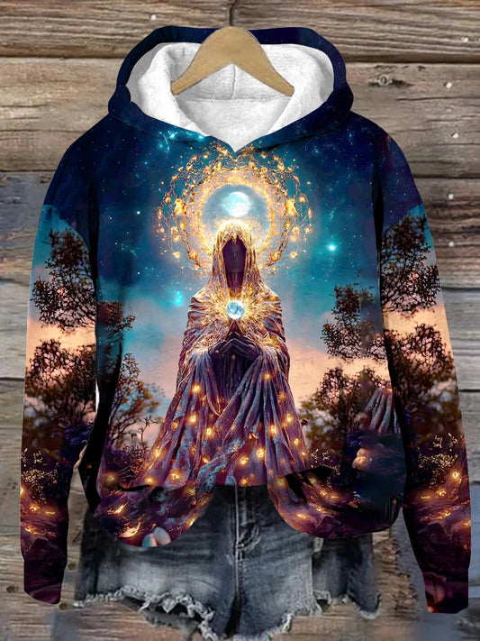 Unisex Tarot Reading Prayer Pattern Casual Hooded Sweatshirt