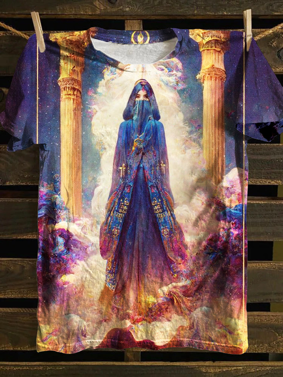 Unisex Tarot Goddess Pattern Casual Round Neck Short Sleeve T-shirt