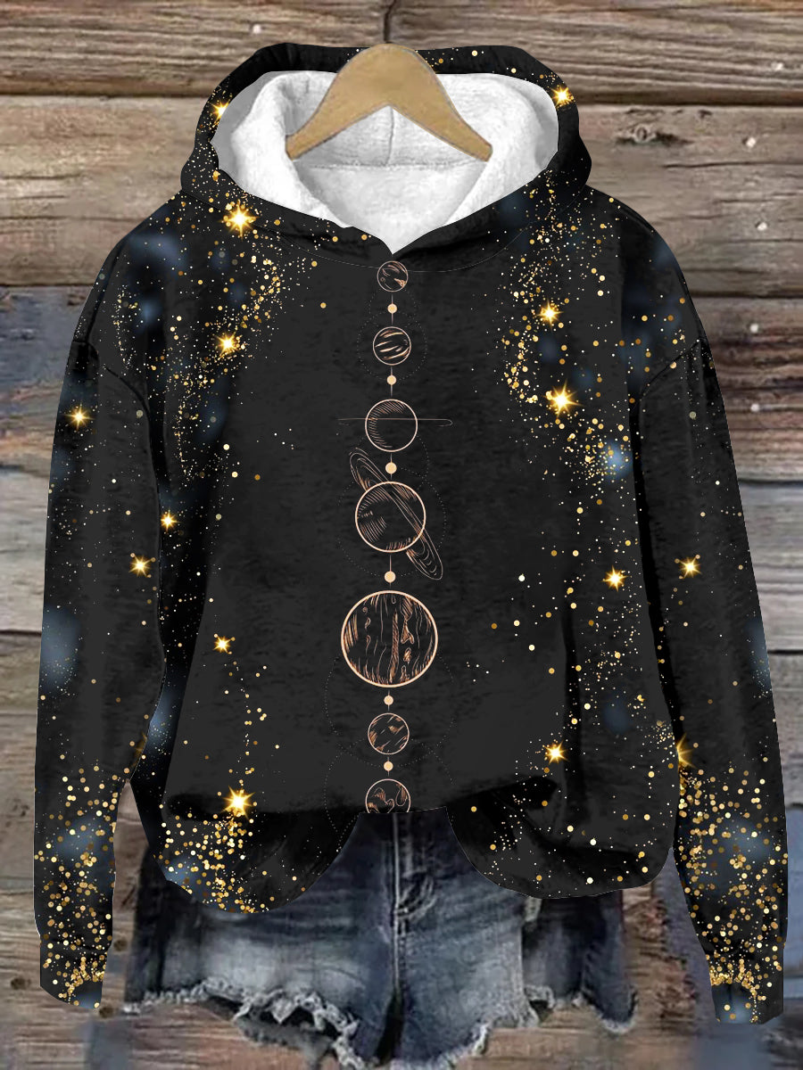 Unisex Tarot Card Divination Star Pattern Casual Hooded Sweatshirt