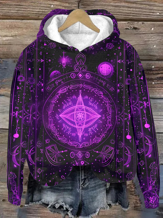 Unisex Tarot Reading Pattern Casual Hooded Sweatshirt