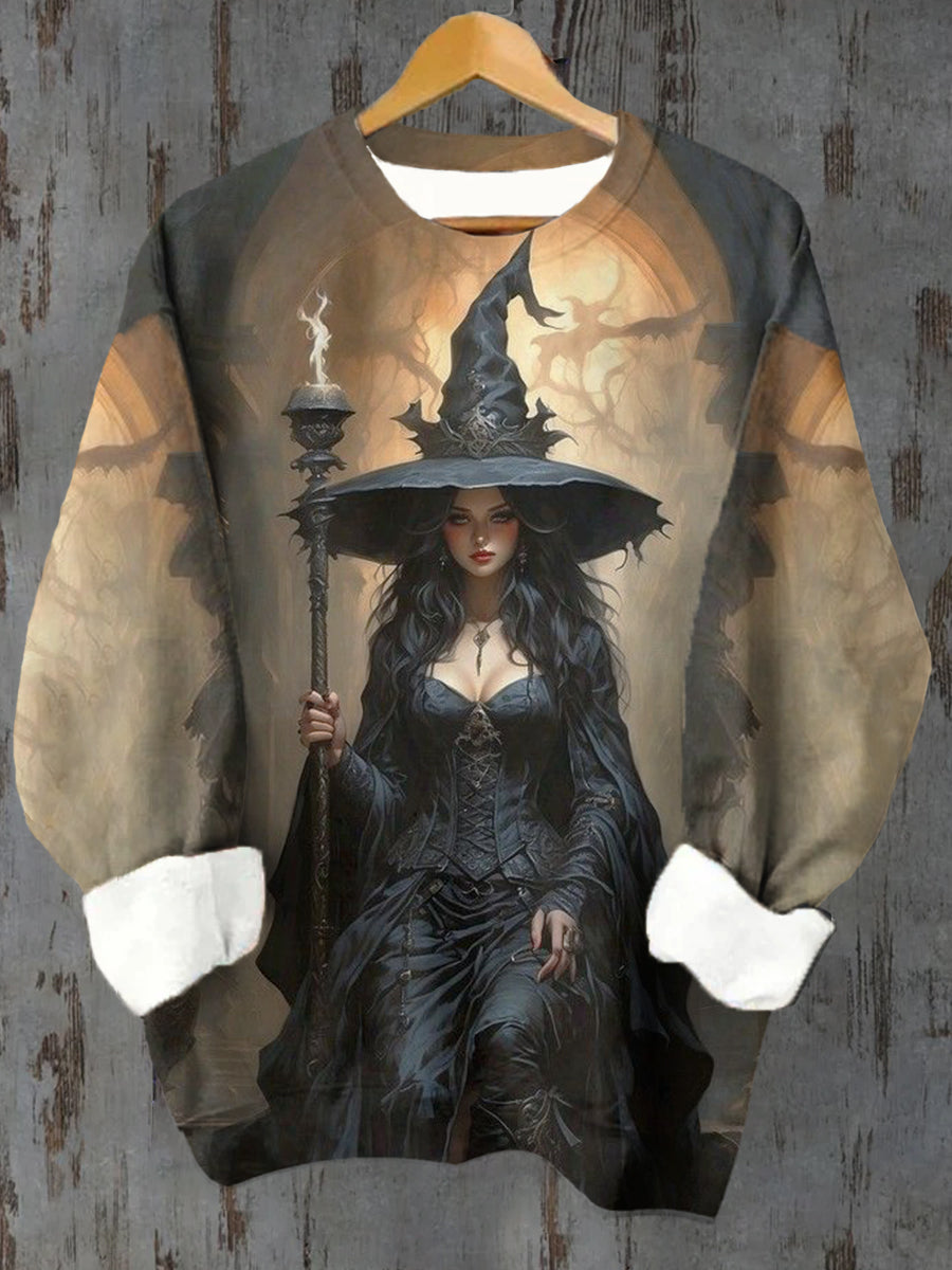 Unisex Tarot Witch Pattern Casual Crew Neck Sweatshirt