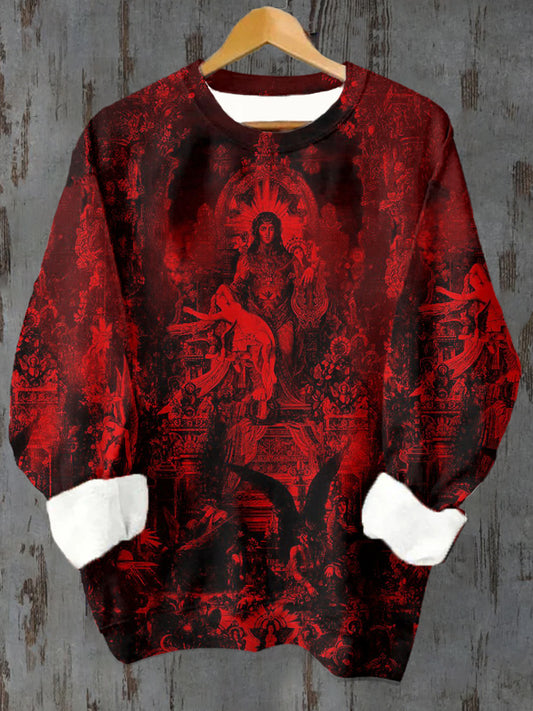 Unisex Dark Tarot Card Pattern Casual Crew Neck Sweatshirt