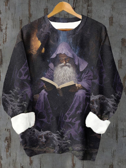 Unisex Wizard Book Pattern Casual Crew Neck Sweatshirt