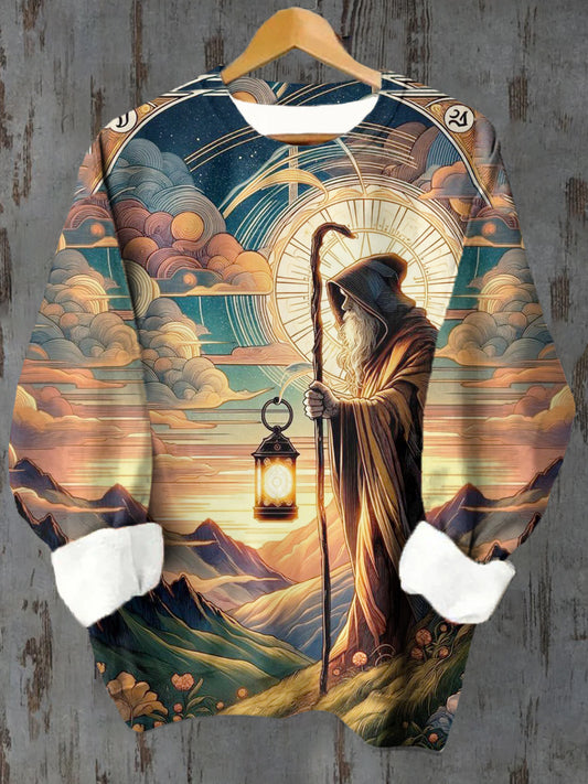 Unisex Tarot Wizard Astrolabe Pattern Casual Crew Neck Sweatshirt