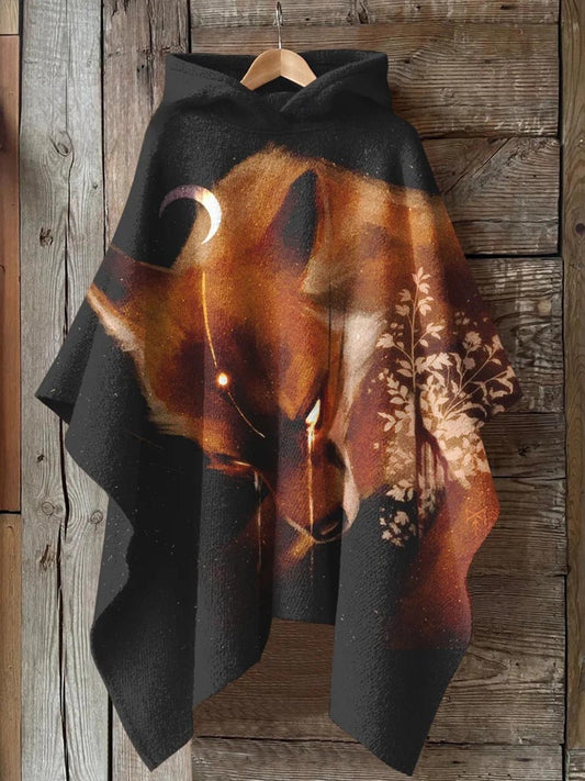 Unisex Animal Fox Pattern Casual Hooded Shawl