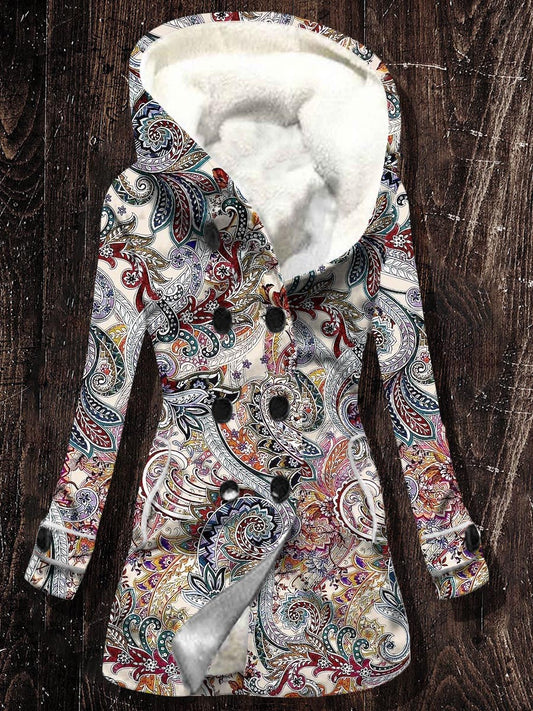 Women's Retro Paisley Pattern Casual Comfortable Fleece Long Sleeve Outerwear