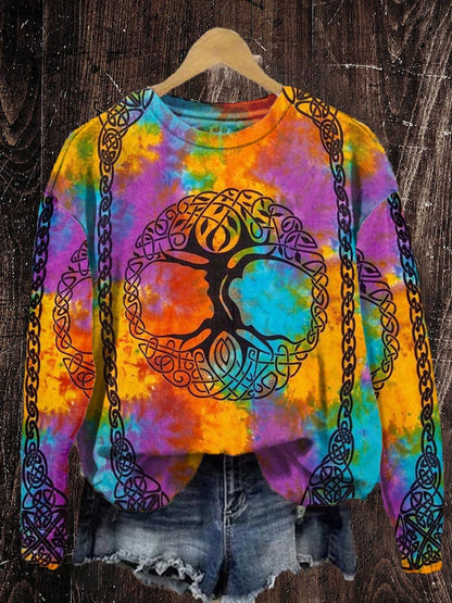 Unisex Tarot Tree Of Life Pattern Casual Crew Neck Sweatshirt