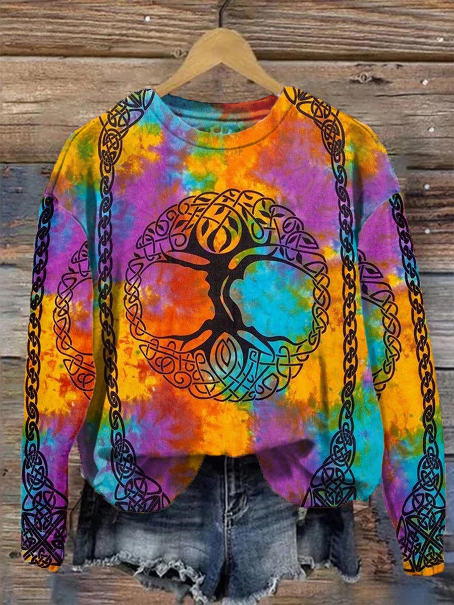 Unisex Tarot Tree Of Life Pattern Casual Crew Neck Sweatshirt