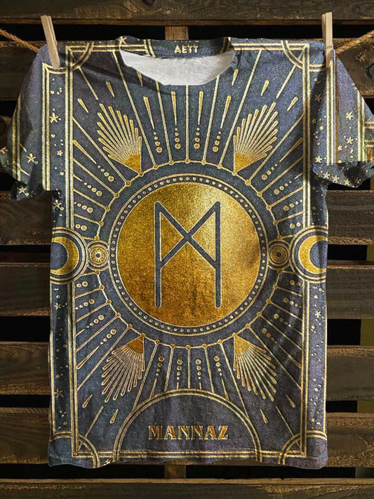 Unisex Tarot Card Pattern Casual Round Neck Short Sleeve T-Shirt